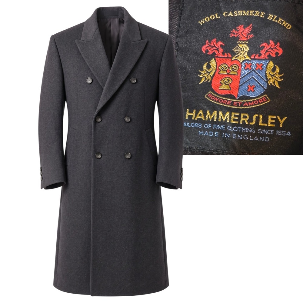 Hammersley Overcoat Cashmere Wool Men Grey Wool Double Breasted Coat 40/42
